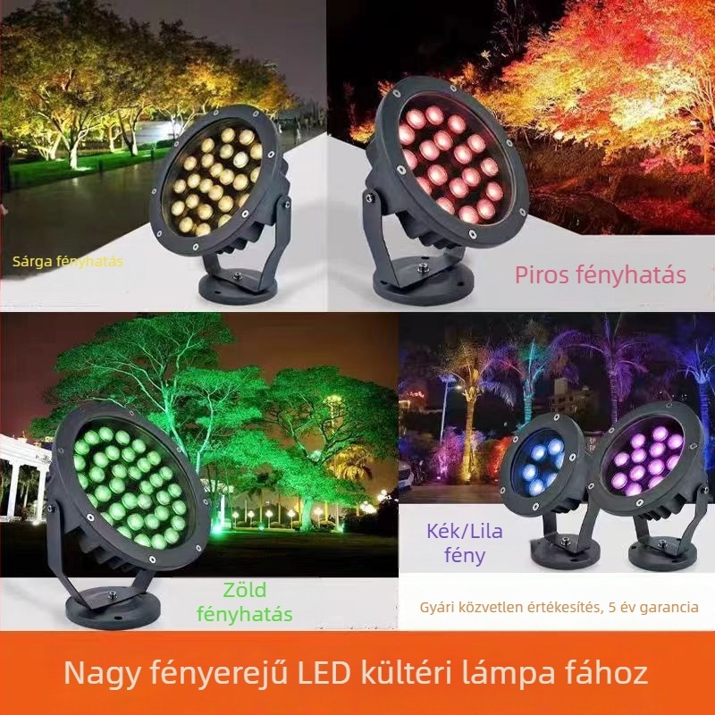 Talajba épített LED fa világítás parkokhoz, füves területekhez, utakon és terekhez, színes vetítőfények, kültéri vízálló LED világítás
