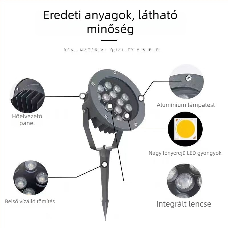 Talajba épített LED fa világítás parkokhoz, füves területekhez, utakon és terekhez, színes vetítőfények, kültéri vízálló LED világítás