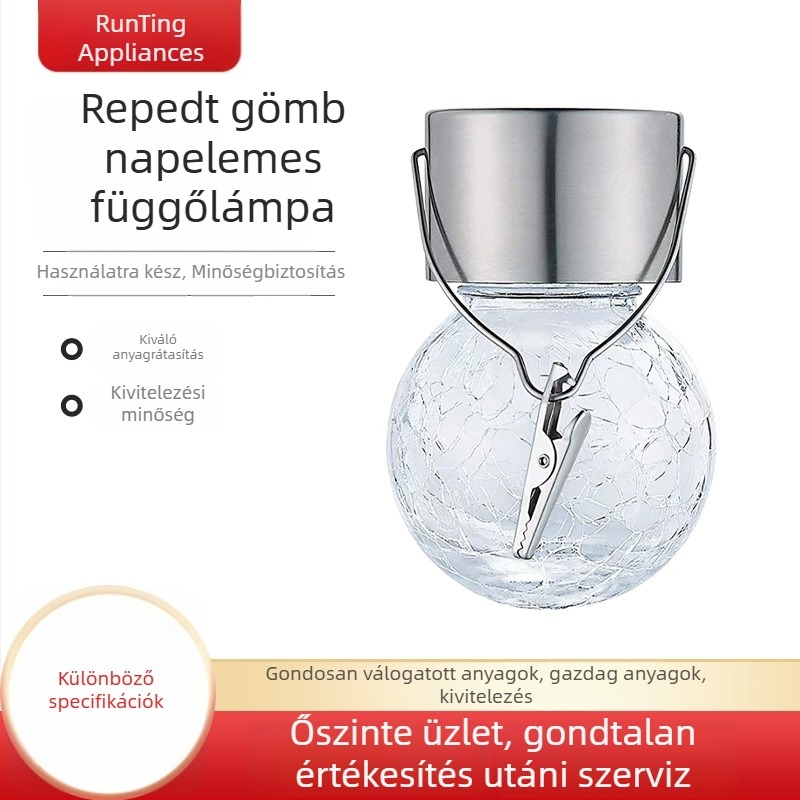 Repesztett üvegű napelemes függőlámpa, kültéri IP44