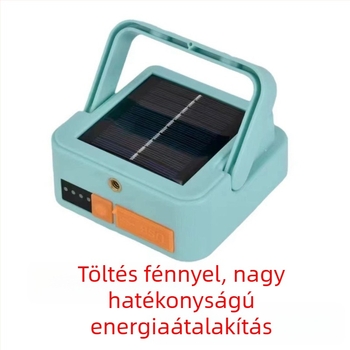 Napelemes hordozható LED reflektor, USB újratöltőhető, kültéri kemping és vészvilágítás
