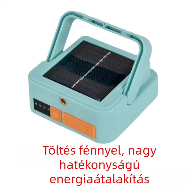 Napelemes hordozható LED reflektor, USB újratöltőhető, kültéri kemping és vészvilágítás
