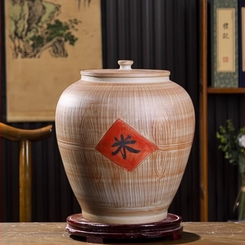 Jingdezhen kerámia rizs tároló edény, zárható, nedvesség- és rovarálló, kapacitás 10/20/30 jin, rizs vagy liszt tárolására
