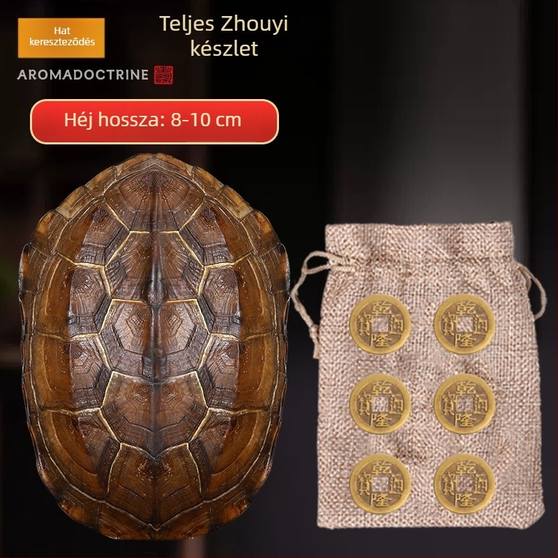 Qianlong réz pénz, hat hexagramma jósló eszköz, lógatható kézi medál, otthoni dekoráció, természetes teknőshéj