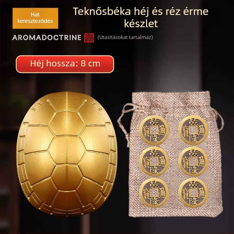 Qianlong réz pénz, hat hexagramma jósló eszköz, lógatható kézi medál, otthoni dekoráció, természetes teknőshéj