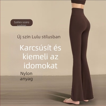 Női magas derekú karcsúsító jóga nadrág, varrás nélküli, formázza a hasat és a csípőt, enyhén bővülő alsóval, szabadidős edzésre