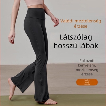 Női magas derekú karcsúsító jóga nadrág, varrás nélküli, formázza a hasat és a csípőt, enyhén bővülő alsóval, szabadidős edzésre