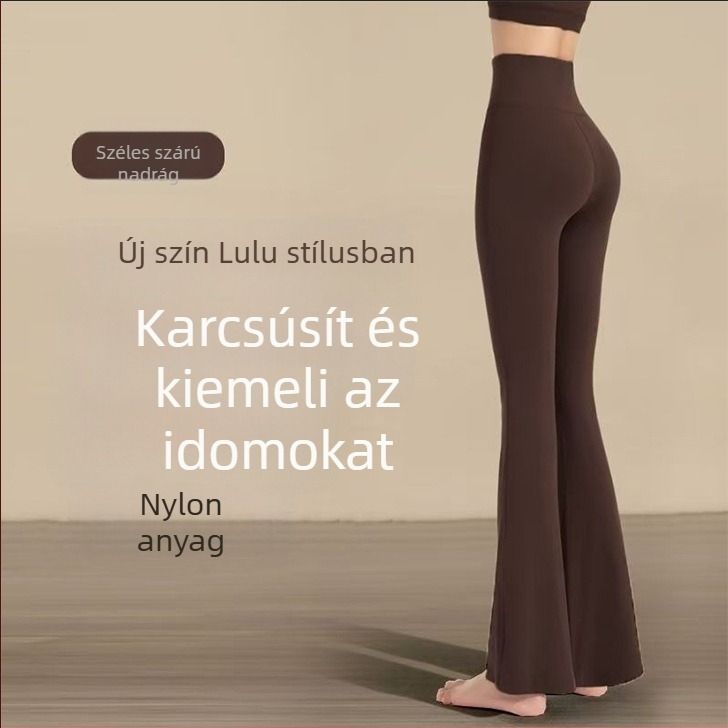Női magas derekú karcsúsító jóga nadrág, varrás nélküli, formázza a hasat és a csípőt, enyhén bővülő alsóval, szabadidős edzésre