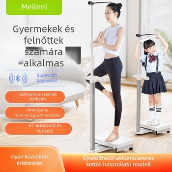 Testmagasság és testsúly – mindent egyben elektromos mérleg Bluetooth-kapcsolattal, testzsírszámláló, otthoni és iskolai használatra