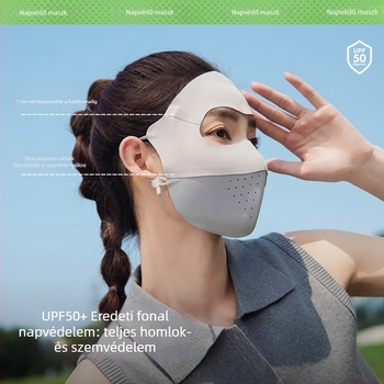 Hialuronsavval ellátott UV-védő teljes arcmask nőknek, lélegző ice silk anyag, varratmentes kerékpározáshoz