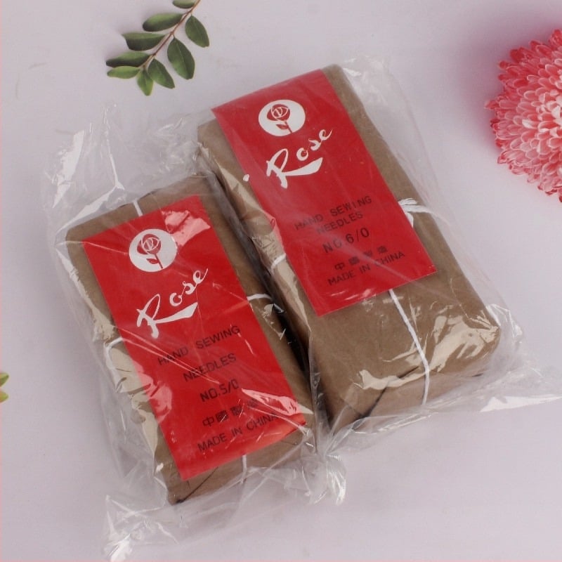 Rose márkájú kézi varrótű, vasból készült tű, méretek 6/0 és 5/0