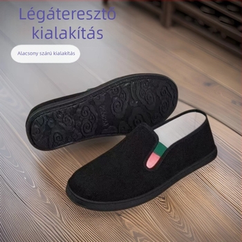 Ősi Pekingi Corduroy vászoncipő Slip-On, lélegző, csúszásmentes talppal, férfiaknak