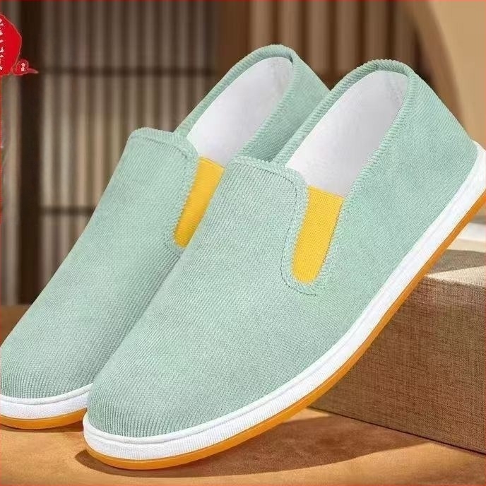 Ősi Pekingi Corduroy vászoncipő Slip-On, lélegző, csúszásmentes talppal, férfiaknak