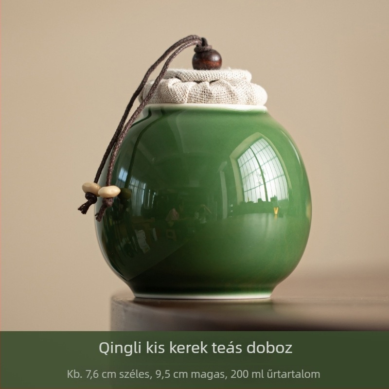 Kis kerek teafőttartó edény celadon glazúrral, japán stílusú Yue-kiln kerámia Gongfu teához