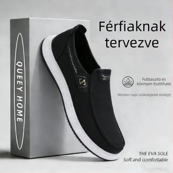 Férfi lélegző textilcipő, slip-on, mindennapi casual, alacsony talppal