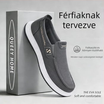 Férfi lélegző textilcipő, slip-on, mindennapi casual, alacsony talppal