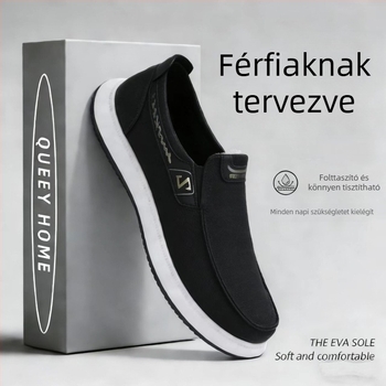 Férfi lélegző textilcipő, slip-on, mindennapi casual, alacsony talppal
