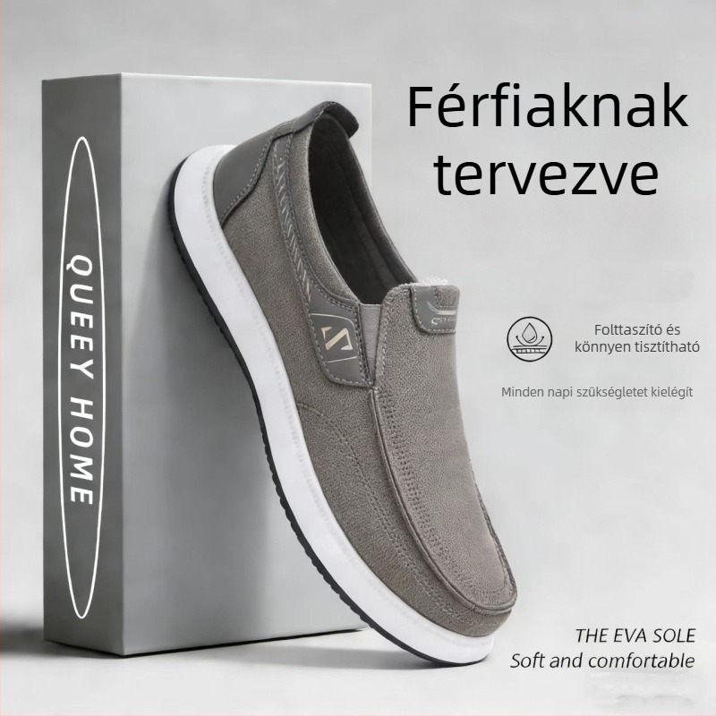 Férfi lélegző textilcipő, slip-on, mindennapi casual, alacsony talppal