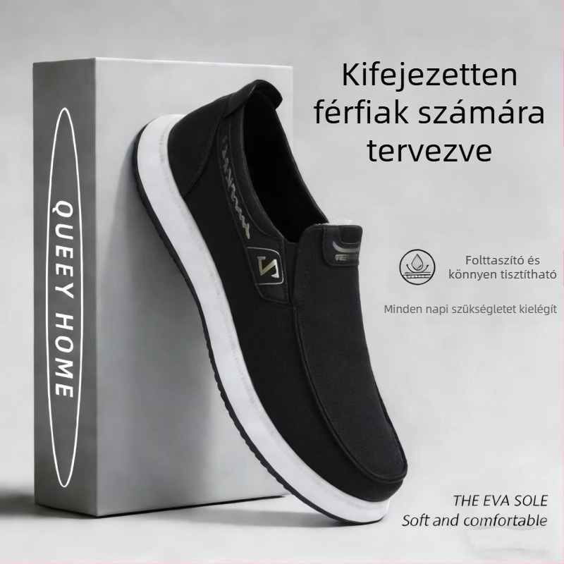 Férfi lélegző textilcipő, slip-on, mindennapi casual, alacsony talppal