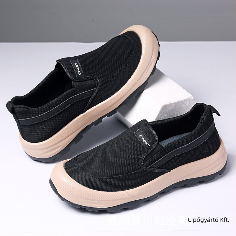 Férfi vászon slip-on mindennapi cipő, lélegző, könnyű, kényelmes.