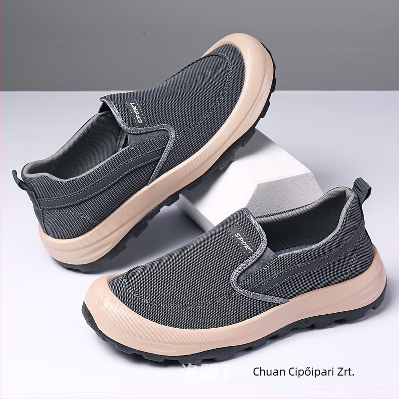 Férfi vászon slip-on mindennapi cipő, lélegző, könnyű, kényelmes.