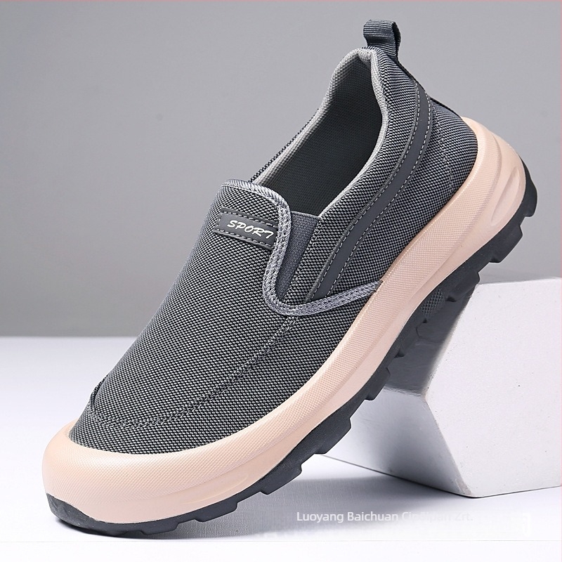 Férfi vászon slip-on mindennapi cipő, lélegző, könnyű, kényelmes.