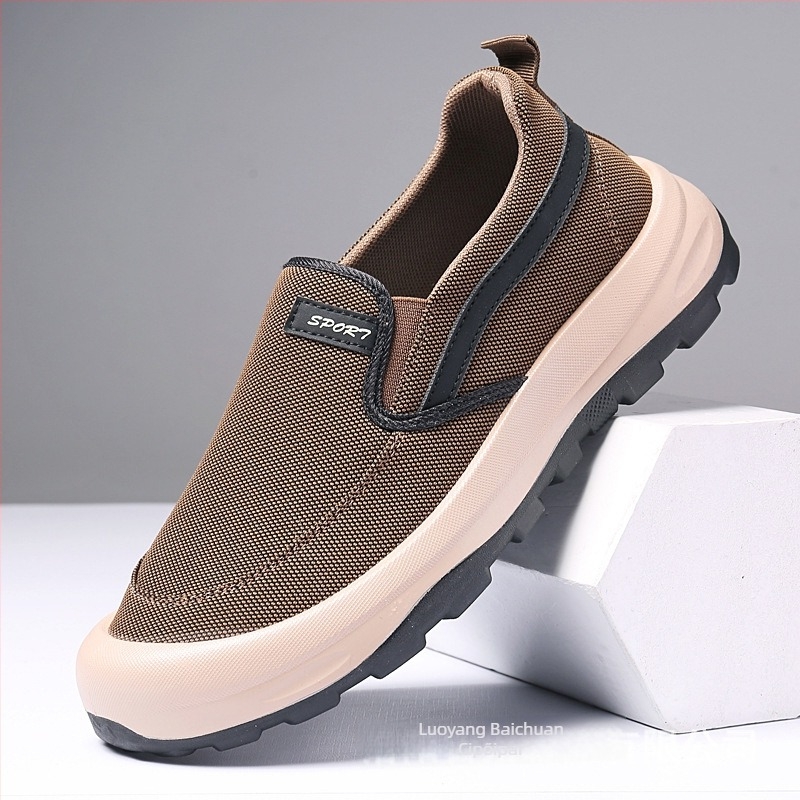 Férfi vászon slip-on mindennapi cipő, lélegző, könnyű, kényelmes.