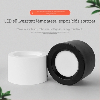 LED felületre szerelt downlight, nagy teljesítményű, fúrás nélküli, mennyezetre szerelt spotlámpa, fekete/fehér ház, 220V, 3000K-6000K, kerek