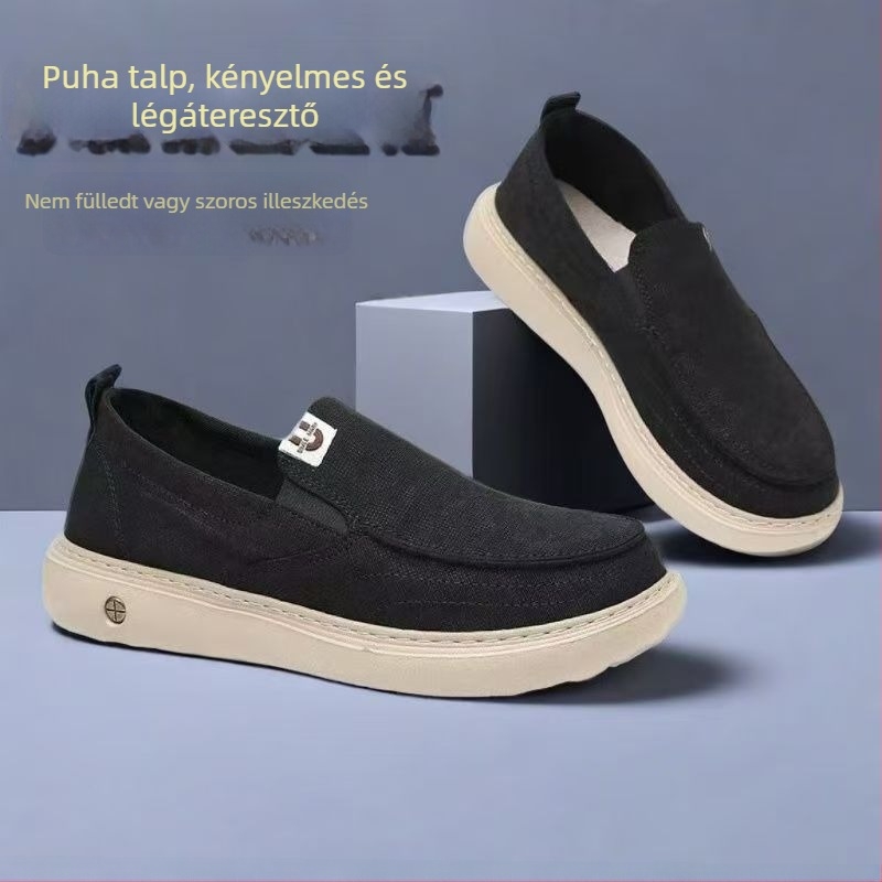 Férfi légáteresztő slip-on vászoncipő, vastag talppal – könnyű, hétköznapi sneakers (2026 tavasz)
