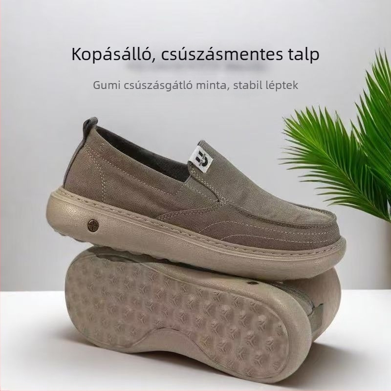 Férfi légáteresztő slip-on vászoncipő, vastag talppal – könnyű, hétköznapi sneakers (2026 tavasz)