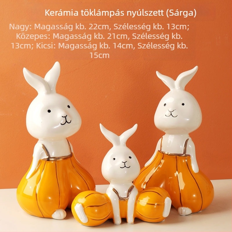Fehér porcelánnyúl – karikatúra stílusú kerámiadekoráció a nappaliba