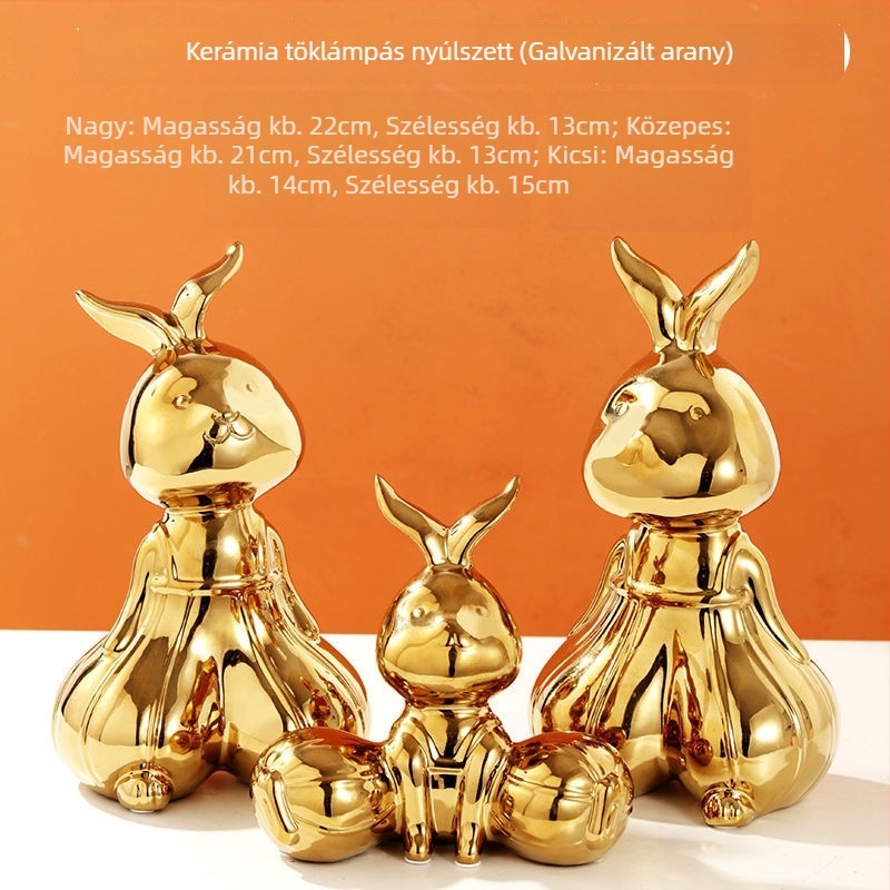 Fehér porcelánnyúl – karikatúra stílusú kerámiadekoráció a nappaliba