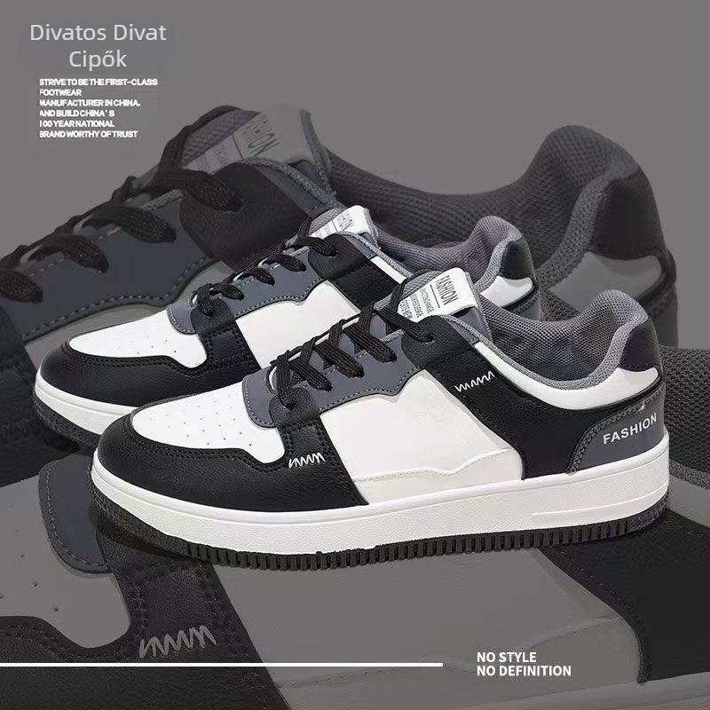 Férfiak számára tavaszi casual sneaker vastag talppal, légáteresztő hálós belsővel, PU felsőrész, alacsony fazon, kerek orrú, mindennapi viselet