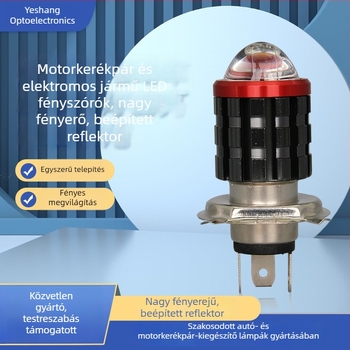Motorkerékpár LED fejfény H4, nagy fényerősségű első lámpa, alumínium kivitelben, beépített acél ágyú