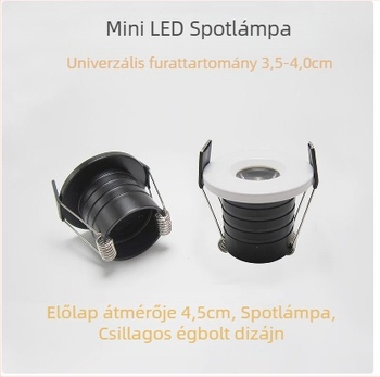 Mini LED spotlámpa borospincéhez és vitrínéhez, beépített 1W/3W, nyílás 30-40 mm, kis lyuk, csillagos ég hatás