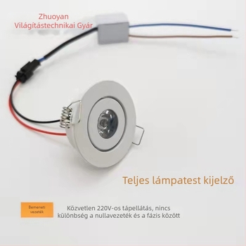 LED kisméretű spotlámpa borospince-szekrényhez, mennyezeti világítás, 1W, kivágás 4,5 cm (45 mm), bulls-eye fény, szabályozható fényerő, főfény nélkül