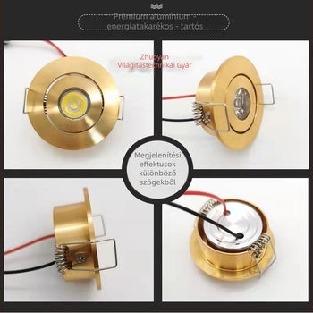 LED kisméretű spotlámpa borospince-szekrényhez, mennyezeti világítás, 1W, kivágás 4,5 cm (45 mm), bulls-eye fény, szabályozható fényerő, főfény nélkül