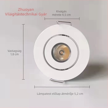 LED kisméretű spotlámpa borospince-szekrényhez, mennyezeti világítás, 1W, kivágás 4,5 cm (45 mm), bulls-eye fény, szabályozható fényerő, főfény nélkül