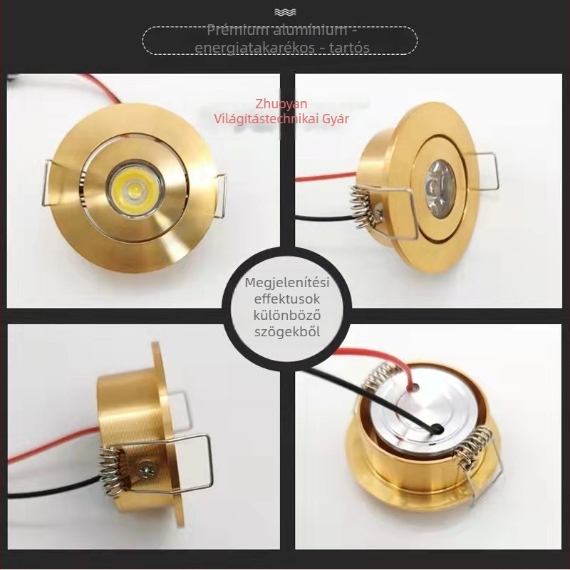 LED kisméretű spotlámpa borospince-szekrényhez, mennyezeti világítás, 1W, kivágás 4,5 cm (45 mm), bulls-eye fény, szabályozható fényerő, főfény nélkül