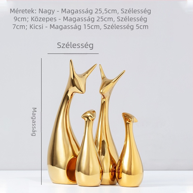 Négy szarvas porcelán figurája, kék-fehér, antik stílusú kerámia dekoráció modern otthonhoz és TV-állványhoz