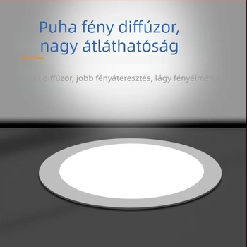 LED mennyezeti downlight, ultra vékony, beépíthető, 5–18W, 6500K hideg fehér, CRI ≥90, ideálisan nappalira és hálószobára