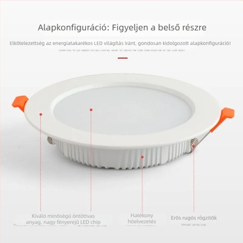 LED mennyezeti downlight, ultra vékony, beépíthető, 5–18W, 6500K hideg fehér, CRI ≥90, ideálisan nappalira és hálószobára