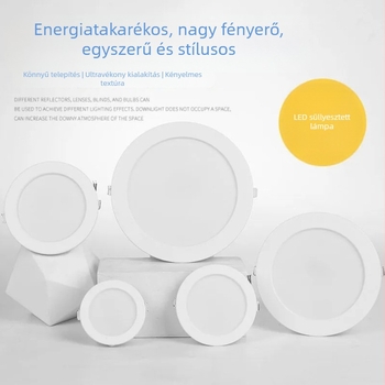 LED mennyezeti downlight, ultra vékony, beépíthető, 5–18W, 6500K hideg fehér, CRI ≥90, ideálisan nappalira és hálószobára