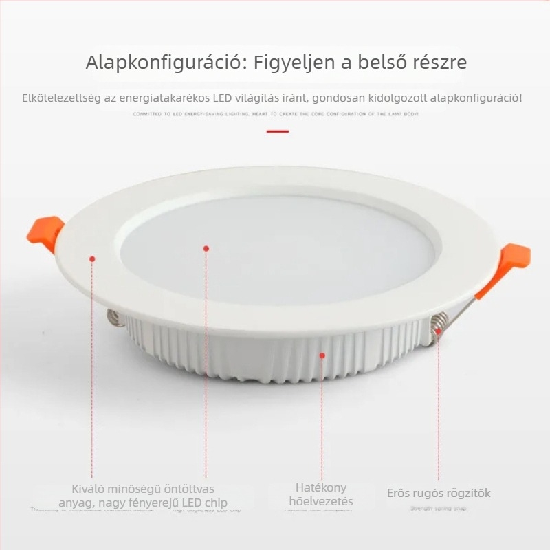 LED mennyezeti downlight, ultra vékony, beépíthető, 5–18W, 6500K hideg fehér, CRI ≥90, ideálisan nappalira és hálószobára
