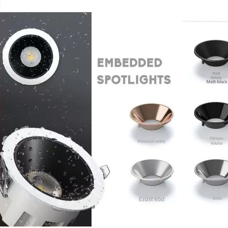 LED mélykupolás anti-zavaró IP65 vízálló beépített spotlámpa konyhához és a fürdőszobához, anti-fog, Ø75–95 mm nyílás