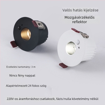 Okos beépített spot mozgásérzékelővel – folyosókhoz és bejáratokhoz | anti-reflektív LED downlight, alumínium ház