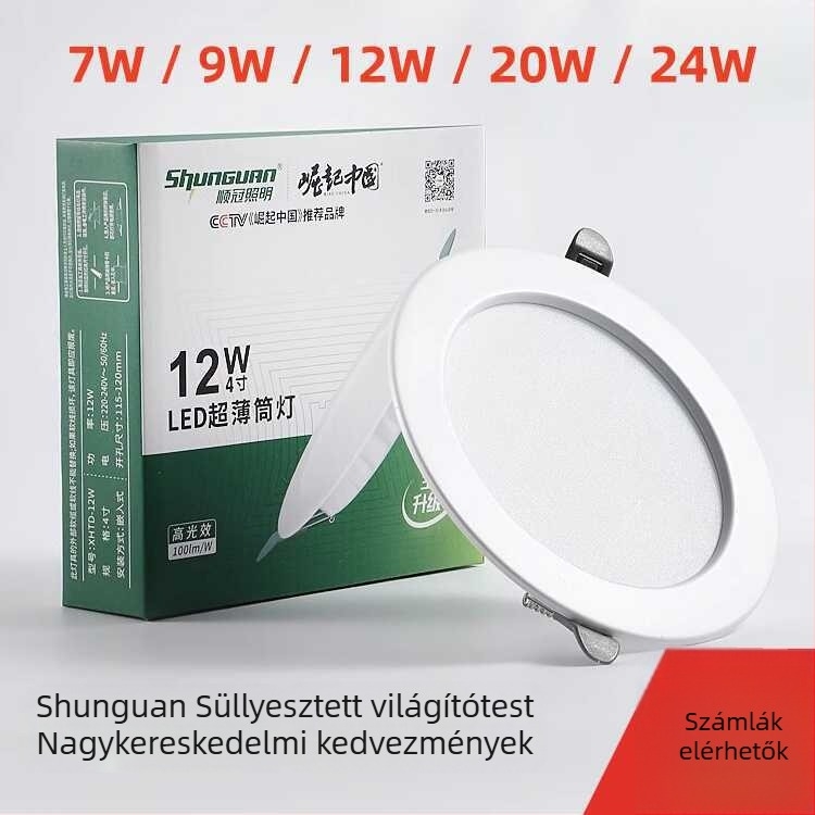 LED beépített downlight spot boltok és folyosók számára, mennyezeti világítás, 2,5–6 hüvelyk, 7W és 20W