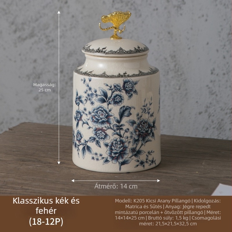 Amerikai stílusú kerámia teás tároló edény, otthoni dekoráció európai retro stílusban repedt porcelánnal