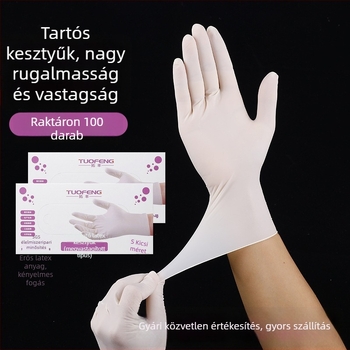 Tuofeng egyszer használatos latex kesztyűk, vastagított, tartósak, dobozos csomagolásban, élelmiszer-minőségű, konyha, catering és háztartási tisztítás