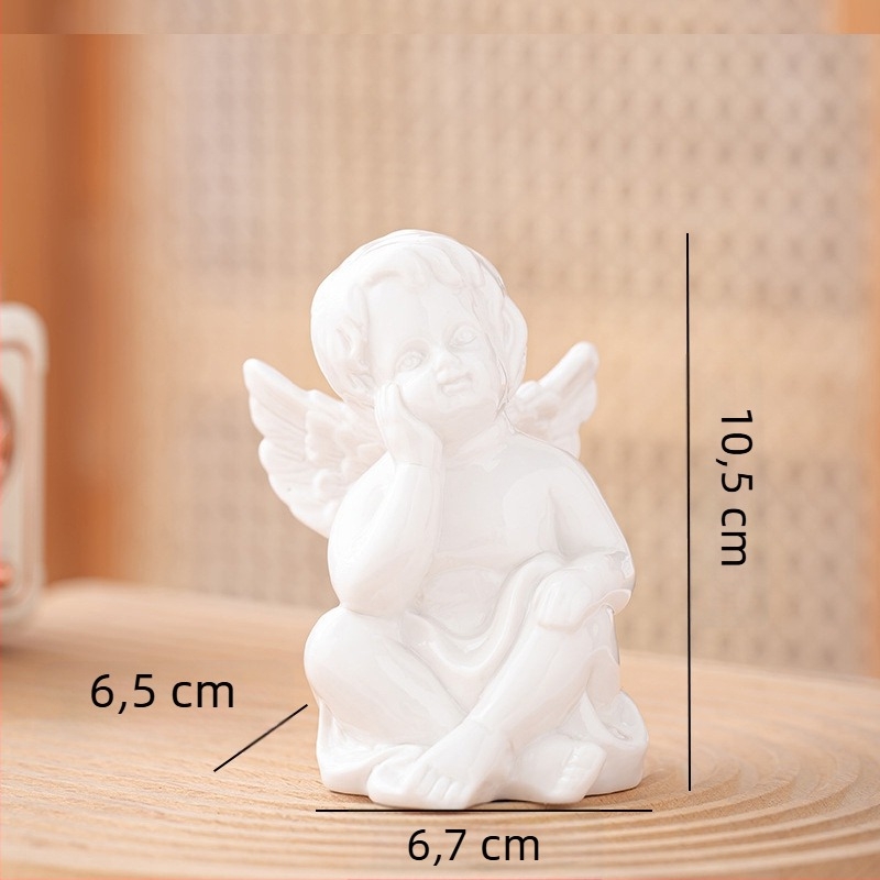 Európai stílusú kerámiából készült angyalfigura – mini asztali dísz