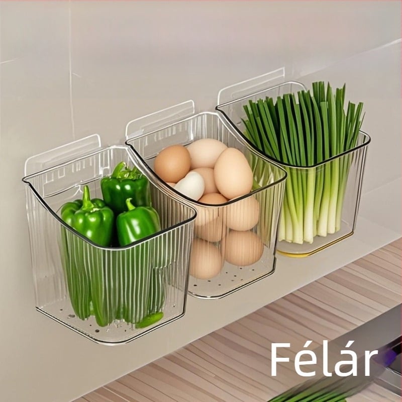 Fali tároló hagyma, gyömbér és fokhagyma számára, 304-es rozsdamentes acélból